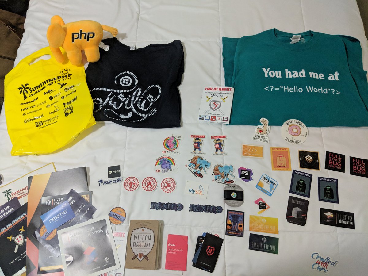 pfwd's tweet image. So many stickers!!! #SunPHP19 swag!