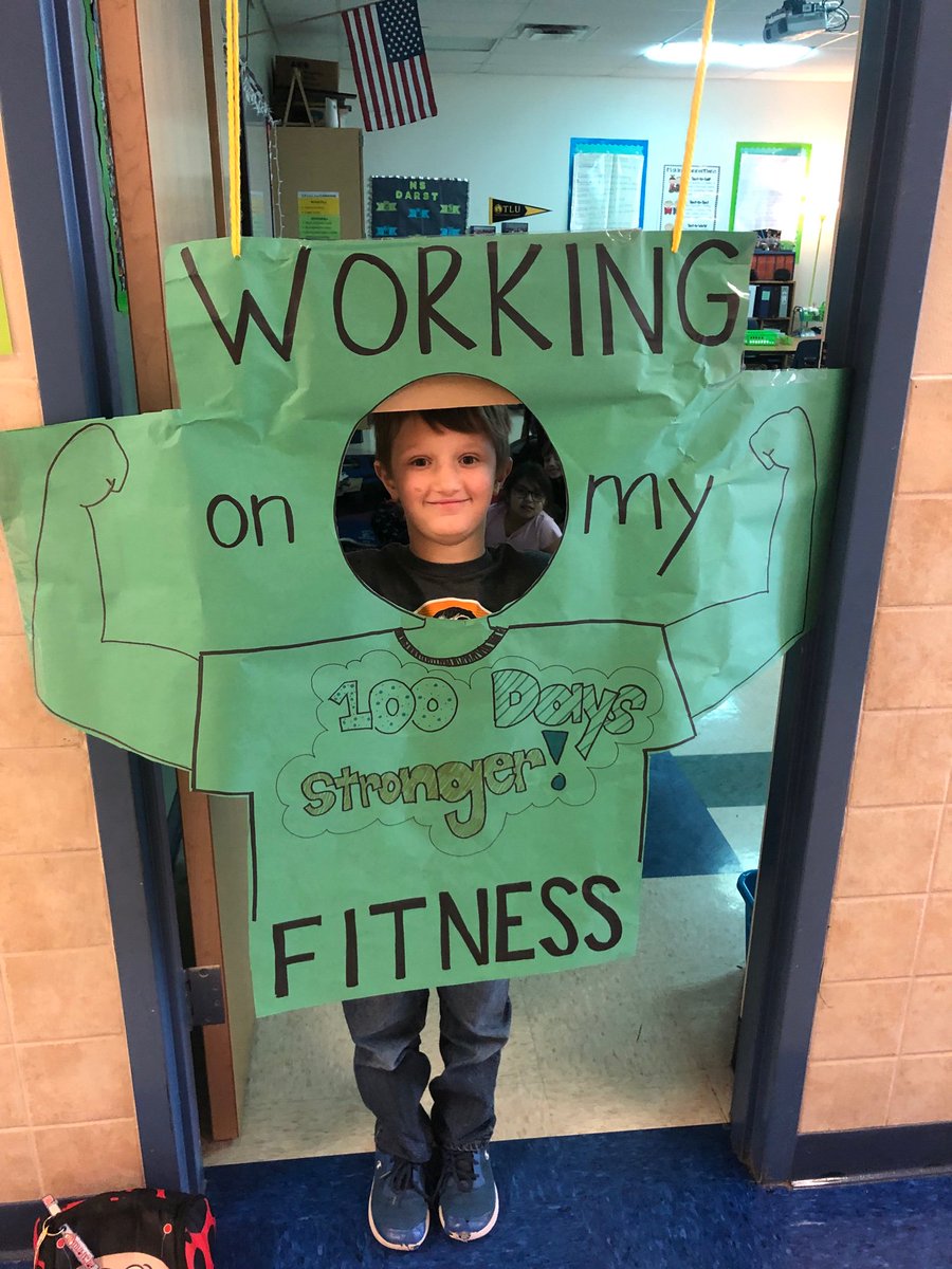 KatieCDarst's tweet photo. My Muscle Men and Woman from the 100th day of school. There are no other 2nd graders I’d rather do 100 exercises with (or in my case 1,200 exercises with) #100thDayofSchool #WorkingOnMyFitness #HealthyLivingInTheClassroom https://t.co/oBRfzE3NdO