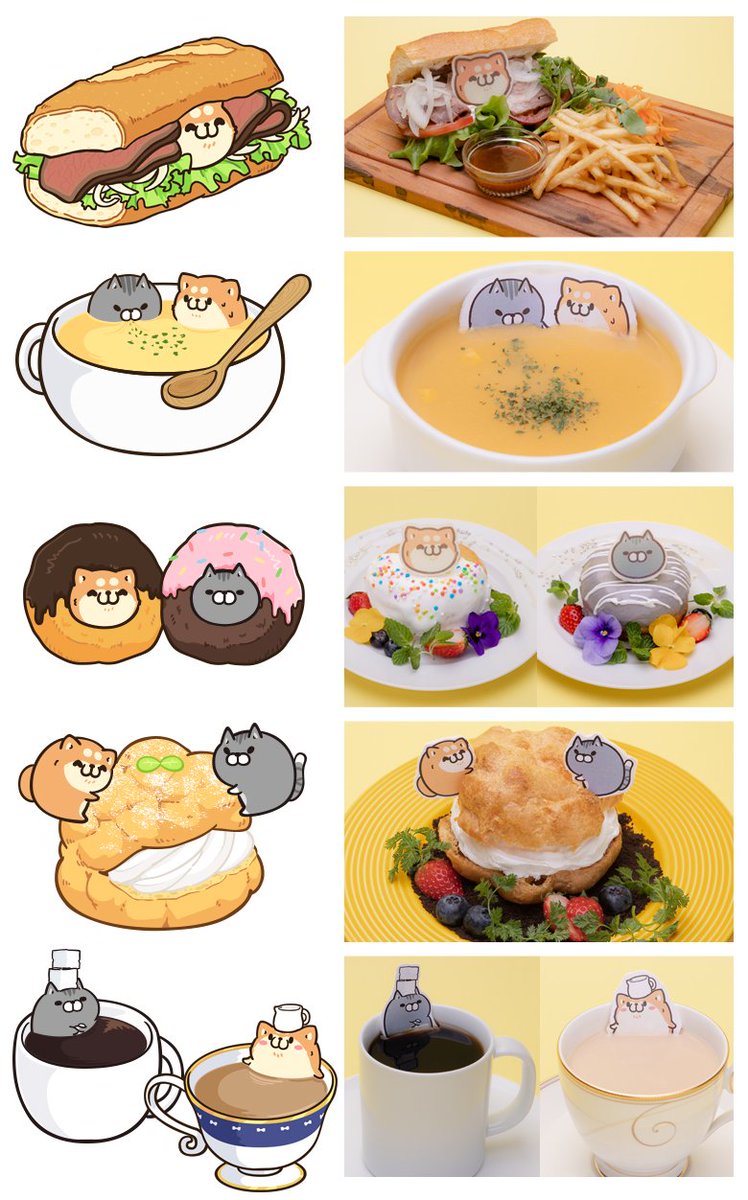 もふ屋 Op Twitter 今回のカフェメニューは イラストとリンク がコンセプトだったのでイラスト再現したメニューが豊富です W あとは作ってる様子とか 前回ハンバーガーが好評だったので今回はcafeといいながらランチ系メニューが豊富です 笑 全部オススメです