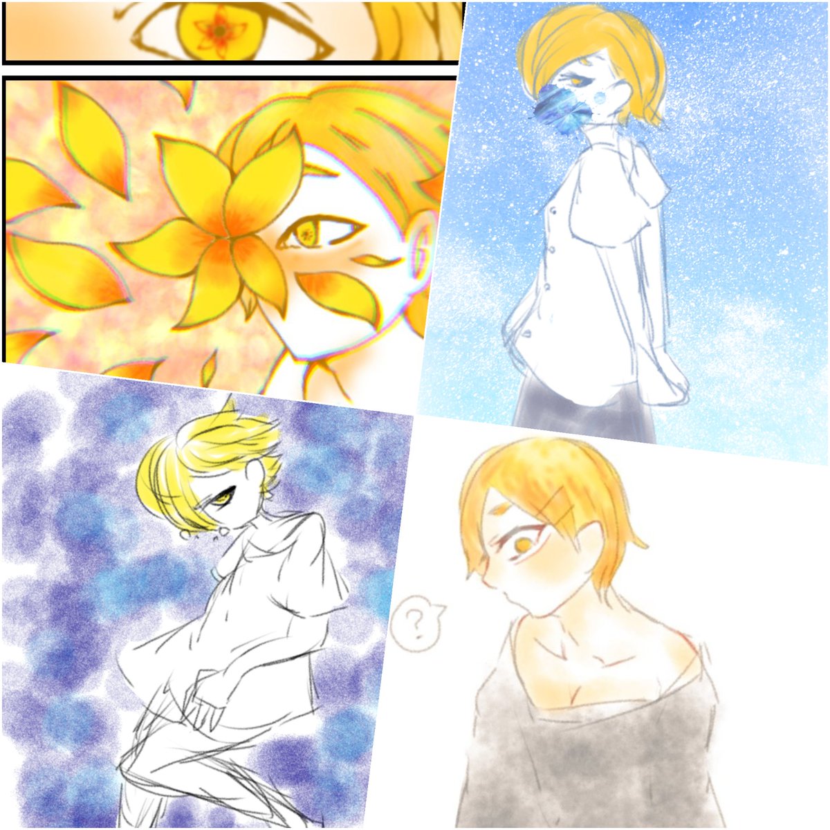 R3_Ms9's tweet photo. 最近の創作のほうで描いてる６ちゃん(代理人)のお気に入りの絵が全部同じ向きっていうことに気づいた…
練習しなきゃなあ…難しい！ https://t.co/XGfWj8kQNv
