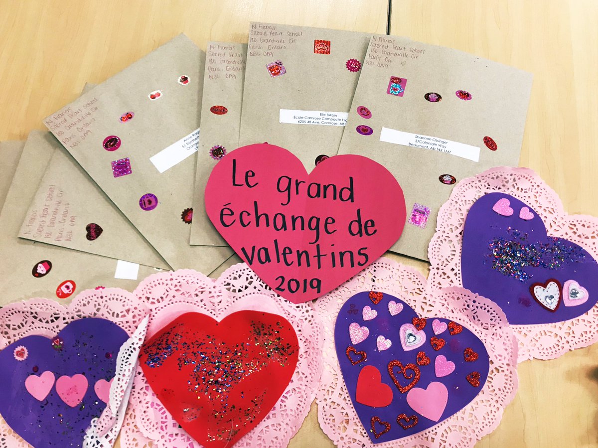 MmeFrancisSHP's tweet photo. Our class mailed out beautiful hand made valentines to 20 different schools across Canada for the 💕Great Valentine Exchange 💕. We wrote to some schools as close as Cambridge and as far as Edmonton! We are so excited to receive our valentines 💌 https://t.co/e9Oh1uabc4