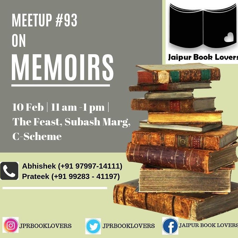 jprbooklovers's tweet photo. Let's make tomorrow's Meetup part of our memoirs! See you all!
#books #jaipur #freeevent #meetup #discussion #word #memoirs #community #sunday https://t.co/1AndRgDqmf