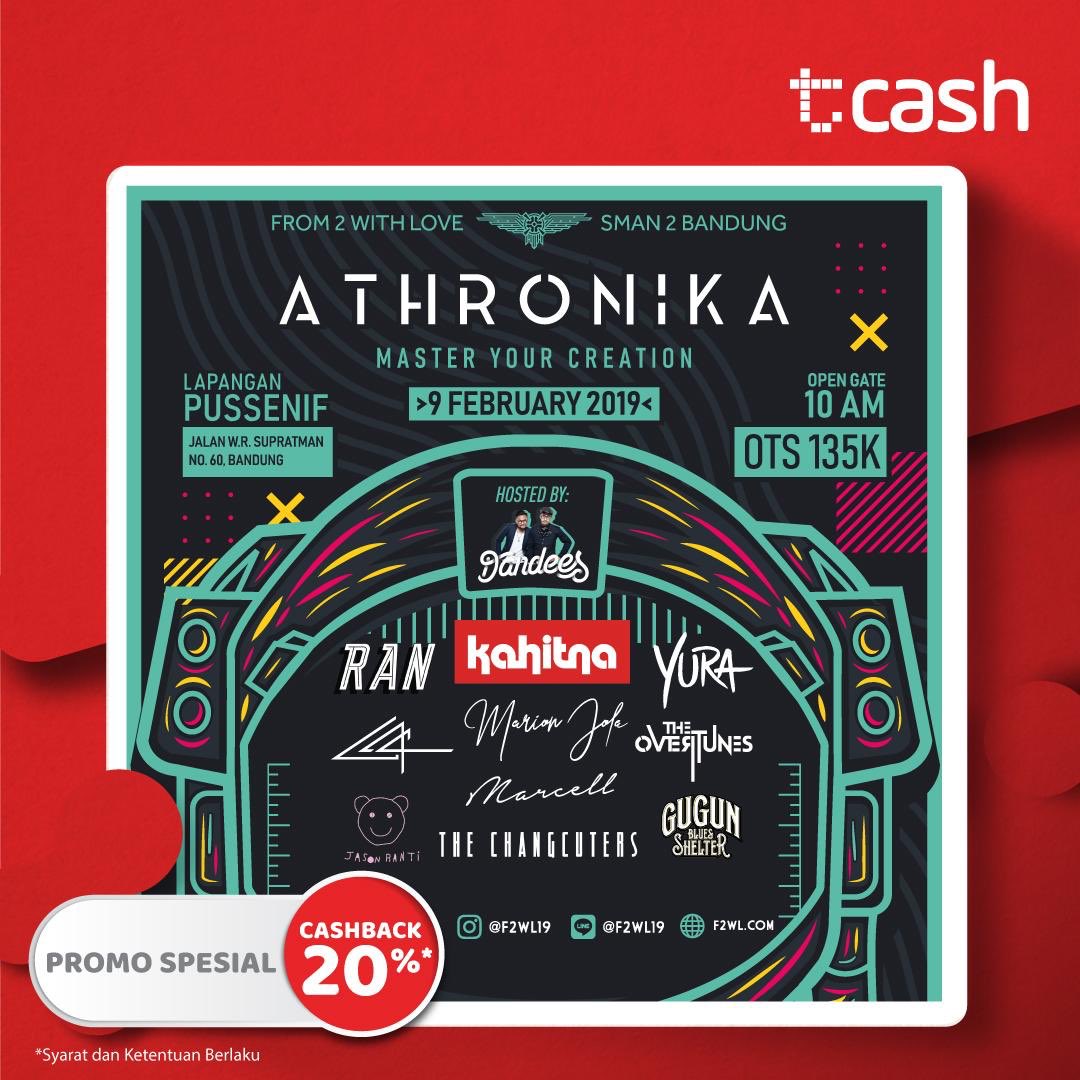 linkaja's tweet image. Hi Buddies Bandung! Yuk, datang dan ramaikan acara Athronika di lapangan Pussenif. Kita akan nyanyi bareng dan seru-seruan di sana. Nggak hanya itu lho, kamu juga bisa dapetin cashback 20% setiap transaksi #pakeTCASH. Sampai ketemu di sana ya Buddies! 😃🤗