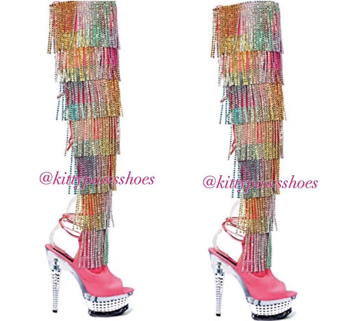 rainbow stripper heels