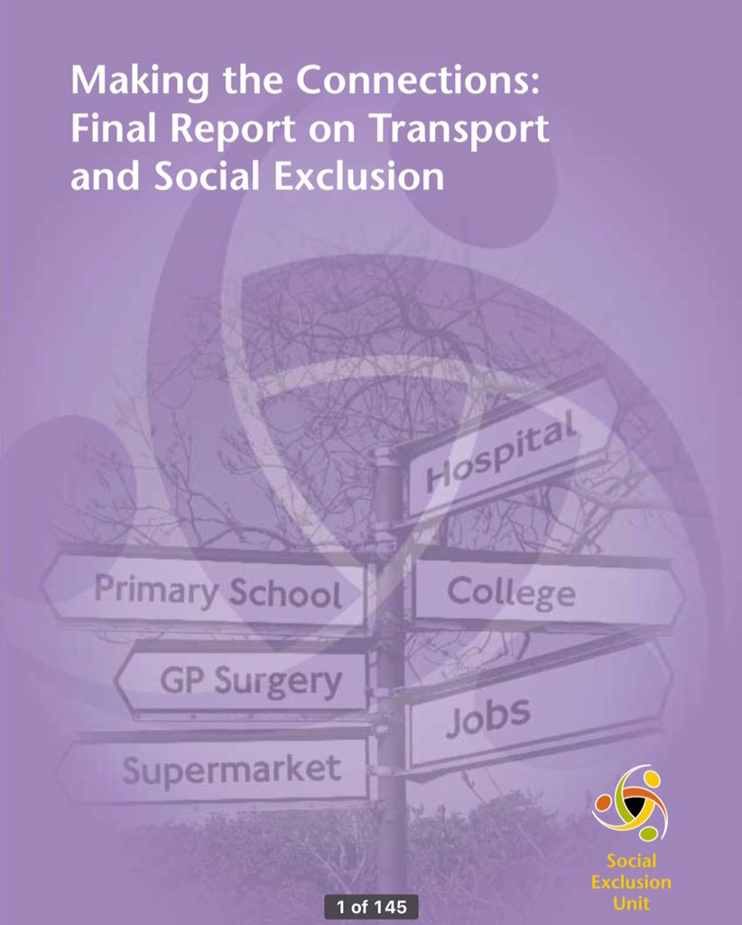 VincentStops's tweet image. I see the twitter handle @LabourCycles is promoting ‘social justice’ and transport. One of the seminal studies was undertaken by the Blair Government’s Social Exclusion Unit - proper policy making, not blogging.