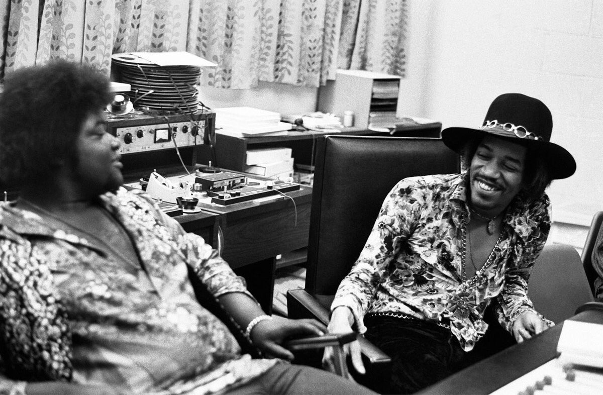 Buddy Miles and Jimi Hendrix in the studio during the recording of 'Electric Ladyland' 1968.