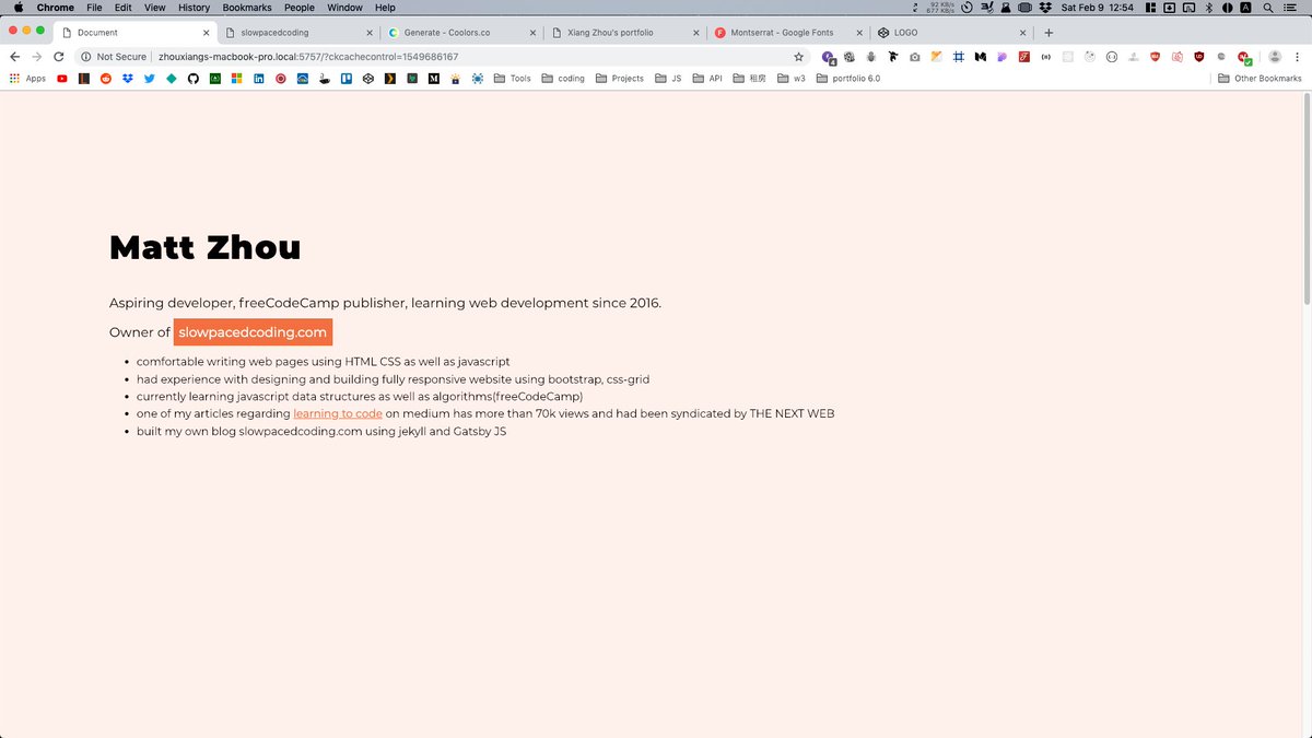 slowpacedcoding's tweet photo. guess who just designed and coded a new portfolio page??? 🙄🤔🤗 #100DaysOfCode #freeCodeCamp #webdevelopment #slowpacedcoding https://t.co/CehuCEqd9P https://t.co/R5QFxl6N8M