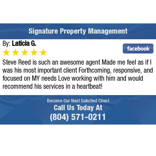 SignatureSPM's tweet image. 5 Star: Laticia G. "Steve Reed is such an awesome agent Made me feel as if I was his most important client..." bit.ly/2n9vDLS