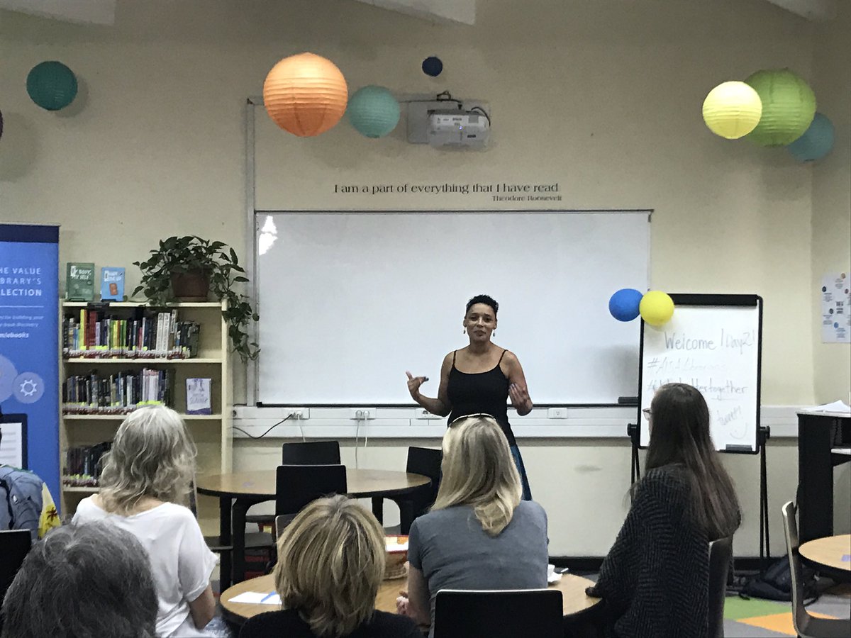 NicholsonTandL's tweet photo. Change the perception...the craft of storytelling is for all ages. How often is storytelling weaved throughout the curriculum in your schools? Thrilled to have storyteller, Mara Menzies, @icsaddislibrary @ICSAddis #AISALibrarians. https://t.co/110daXGdIX