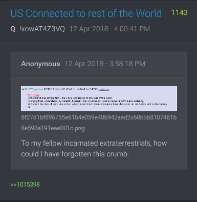 ...didn't want us to know the true origins of the human vessels.That's one of the ways (((they))) kept control.When Humans remember who they are the game is over!I honestly think the hint was given a long time ago about ET. You remember when  #QAnon bumped this post.