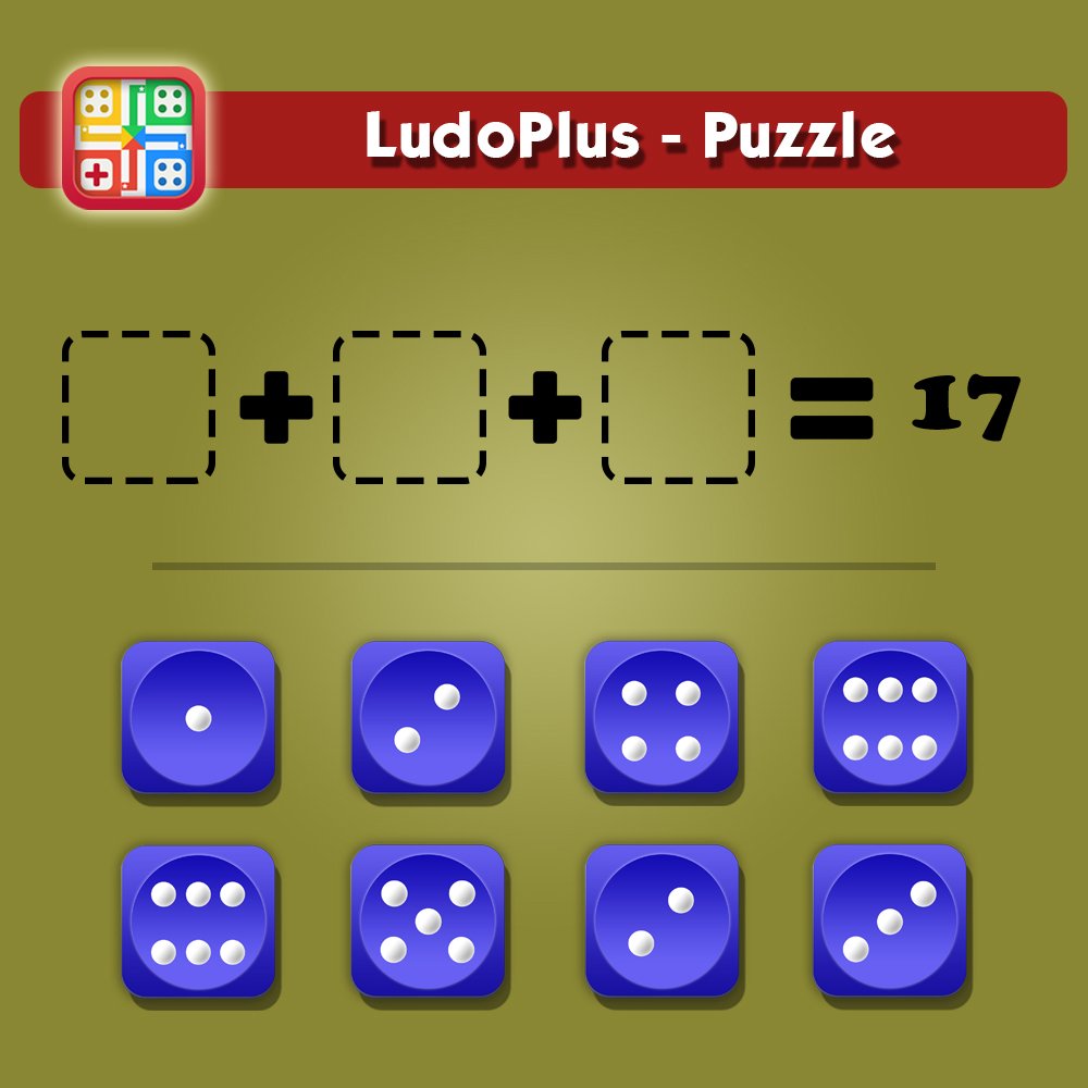 LudoplusO's tweet photo. How can you get 17 by placing the Dice into the boxes in the following equation?

#ludo #play #playonline #smart #playsmart #game #family #friends #plus #gamedev #indiegame #unity3d #mobilegame #teamaekagame #photooftheday #guyspost #ludoplus #dicegame #boardgames #puzzle https://t.co/2kplKPUWrh