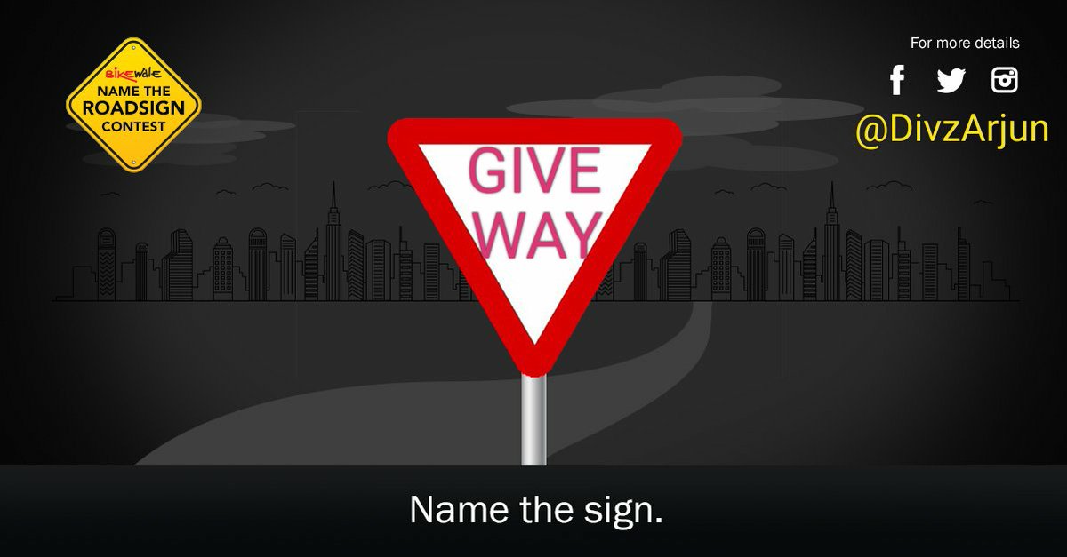 DivzArjun's tweet image. A6) "  GIVE WAY   "

#NameTheRoadSign #BWNameTheSign 
#Question6 #Day6

@geetztandon @KukrejaShubhs 
@PratikSingh_ @Gopal29 @bhelman9 @sanchitabhartiy @mehtadanny931 @TheManish29 @ashishhodor @Aaravsingh28  @VHetal