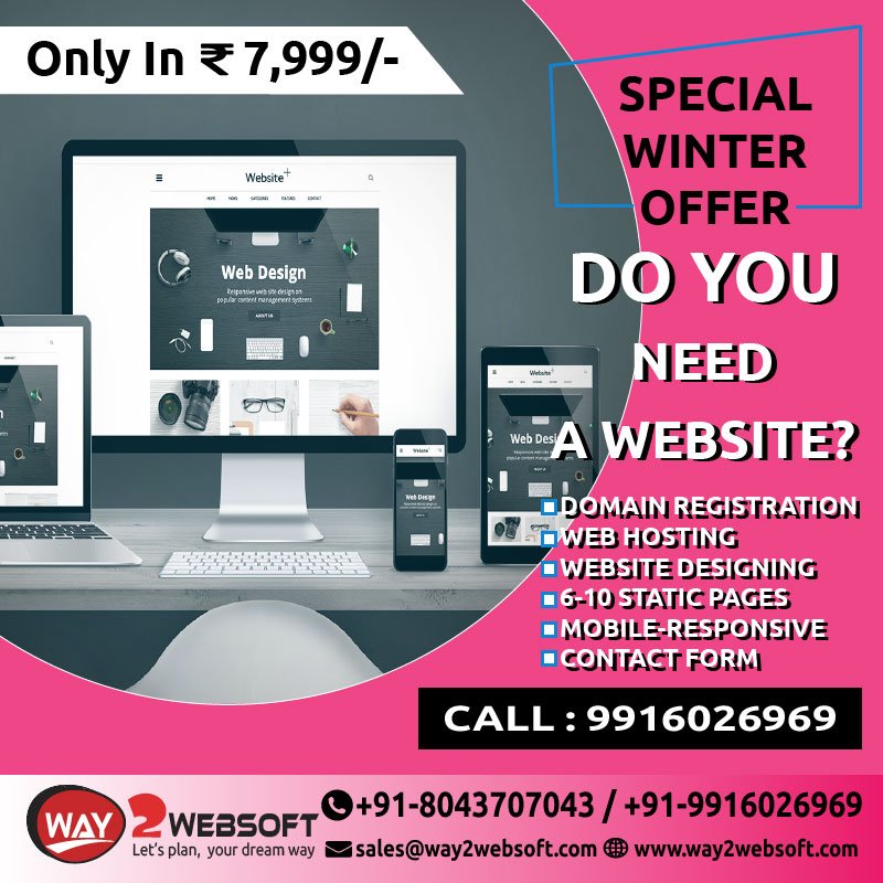 tweettousifHoda's tweet photo. Website for just INR 7,999/- with free webhosting + domain
Hurry up!
Call: +91 8043-70-7043 / +91 9916-02-6969
Walk: No. 301, 3rd Floor, "Prestige Court" Double Road,
Bangalore 560027, India
Visit: https://t.co/P5J7CwwxcO
#Way2Websoft #WebDesign #responsive #Website #html5 #css https://t.co/PvOOrDWNpc