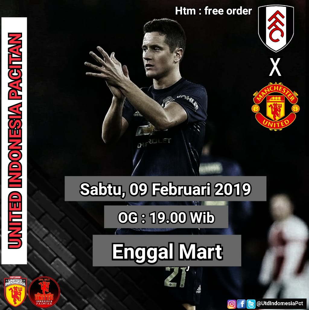 UtdIndonesiaPCT's tweet photo. Fulham vs Manutd 🔴

Sabtu 9-Feb-2018
OG : 19.00 WIB
KO : 19.30 WIB

Tempat : Enggal Mart

FREE HTM FOR LADIES !!

Come join us and support United 🔴
.
#utdindonesia
#UtdIndonesiaPCT #UnitedTogether https://t.co/Ehj6nzwvMb