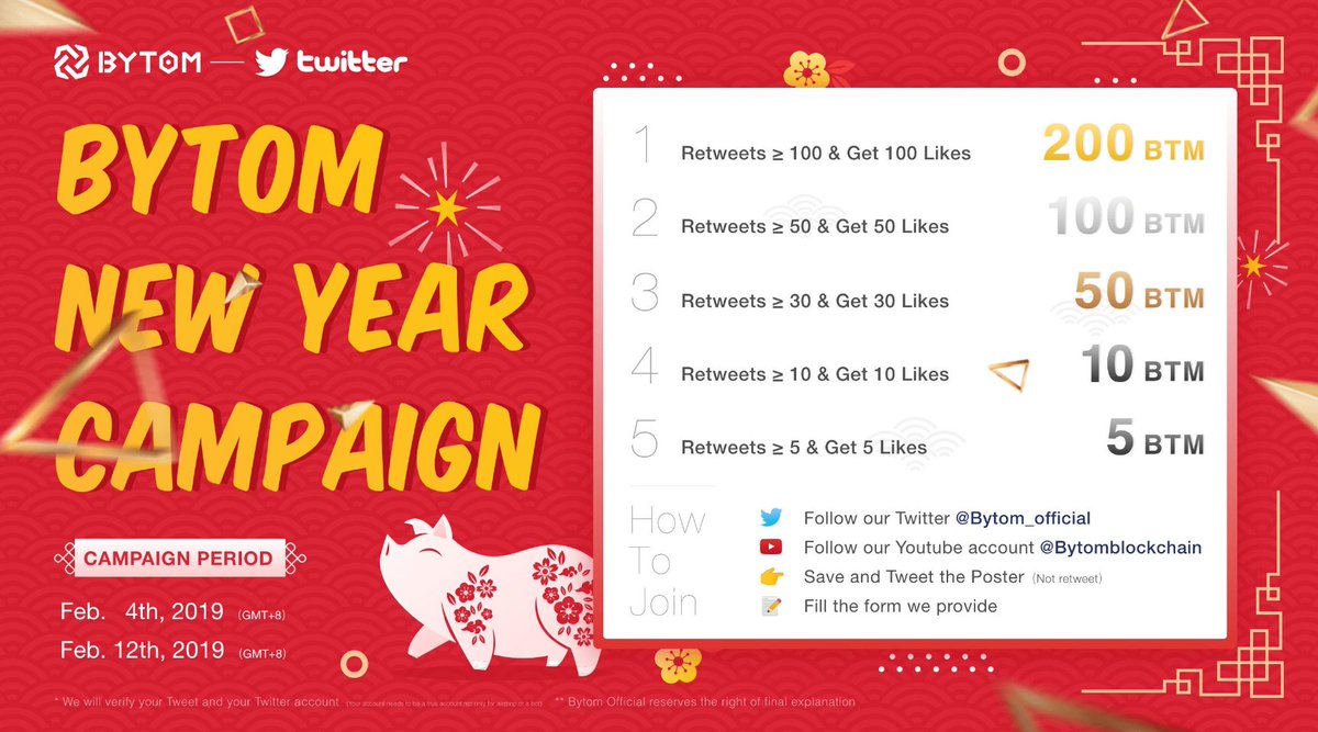 wonderfulnamee's tweet image. Happy Chinese New Year. May better luck come into us in this new year.
Dont forget to join our community @Bytom_Official and join the campaign. Cheers!!
