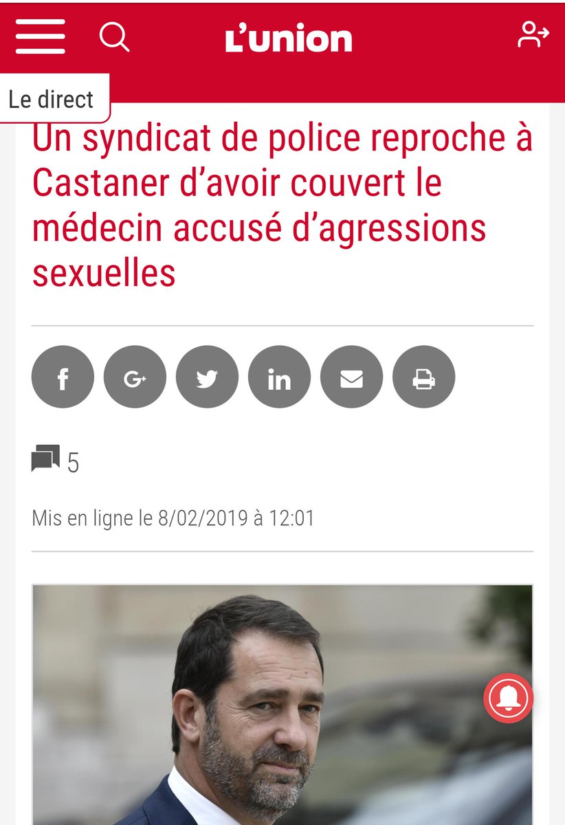 Castaner est accusé d'avoir couvert un médecin violeur par le syndicat de police Vigi.