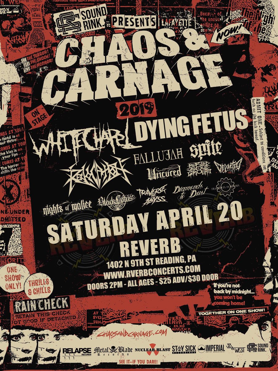 nightsofmalice's tweet image. We're gonna be sharing the stage with @WhitechapelBand,  @DyingFetusBand and so many more sick bands on April 20th in Reading, PA!
