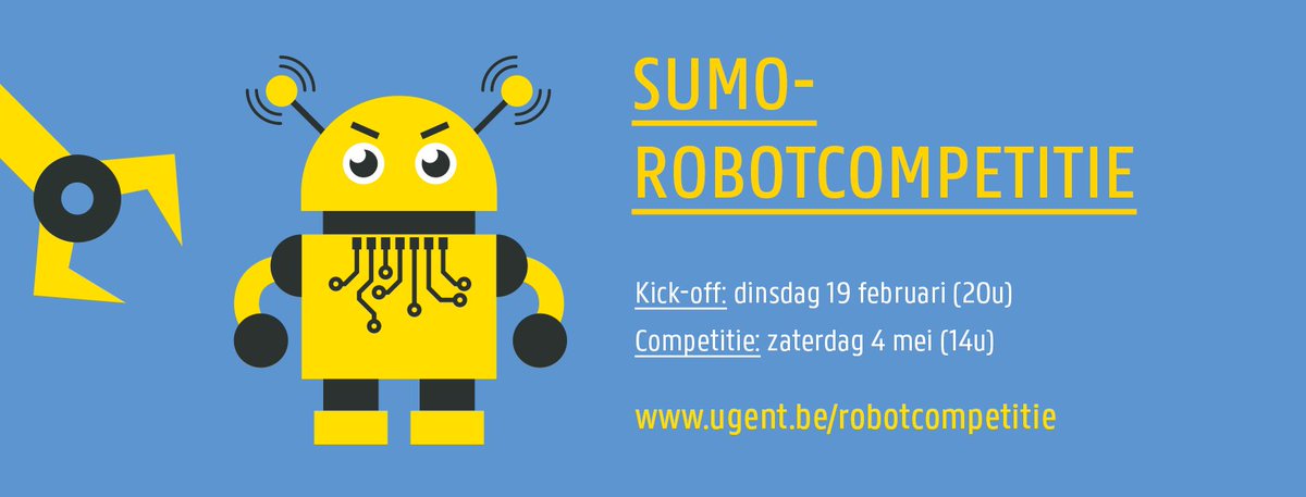 Dwengo vzw (@dwengo) on Twitter photo Doe mee met de <a href="/ugent/">UGent</a> <a href="/dwengo/">Dwengo vzw</a> robotcompetitie. Kick-off op 19/2, wedstrijd op 4/5 <a href="/MakerFaireGent/">Maker Faire Gent</a> Info & reglement op ugent.be/robotcompetitie Weet je niet hoe te beginnen? Lees het robotboekje via dwengo.org/bouwjerobot Doe mee met de <a href="/ugent/">UGent</a> <a href="/dwengo/">Dwengo vzw</a> robotcompetitie. Kick-off op 19/2, wedstrijd op 4/5 <a href="/MakerFaireGent/">Maker Faire Gent</a> Info & reglement op ugent.be/robotcompetitie Weet je niet hoe te beginnen? Lees het robotboekje via dwengo.org/bouwjerobot