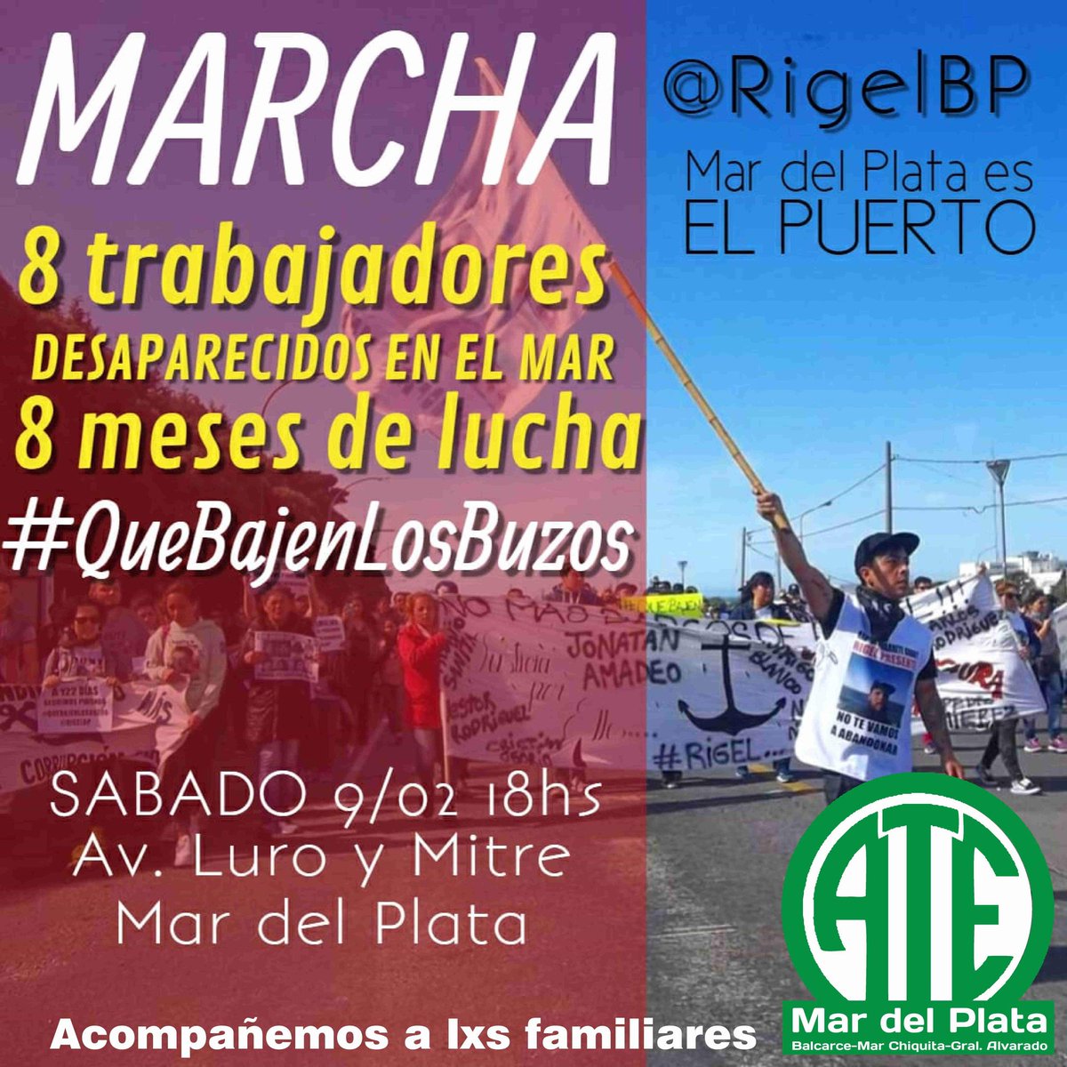 #QueBajenLosBuzos Hoy estaremos acompañando a lxs familiares del Rigel sumate vos también en un reclamo que debe ser de todxs lxs marplatenses @LaPosta_Diario <a href="/InfoMdpya/">MdpYa</a> <a href="/FMResidencias/">FM 96.5 Residencias</a> <a href="/charlywalker/">Carlos Walker</a> <a href="/LencinasDiegoA/">Diego Lencinas</a> <a href="/monmaxi/">maximiliano monetti</a> <a href="/lineasindical/">Línea Sindical</a> <a href="/0223comar/">0223</a> <a href="/quedigital1/">Qué digital</a> <a href="/TaglioniAugusto/">Augusto Taglioni</a>