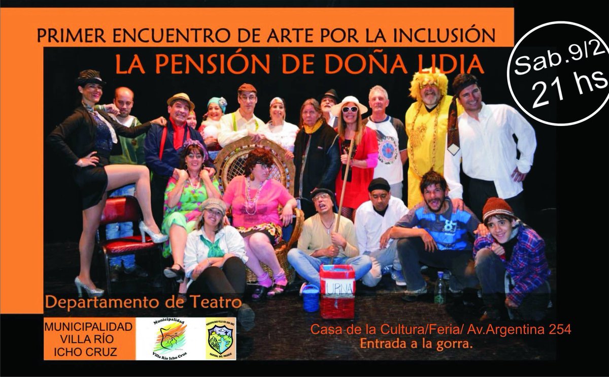 Esta noche! La Pensión de Doña Lidia - 21:00 Casa de la Cultura, Av Argentina 254 (entrada a la gorra) #ichocruz