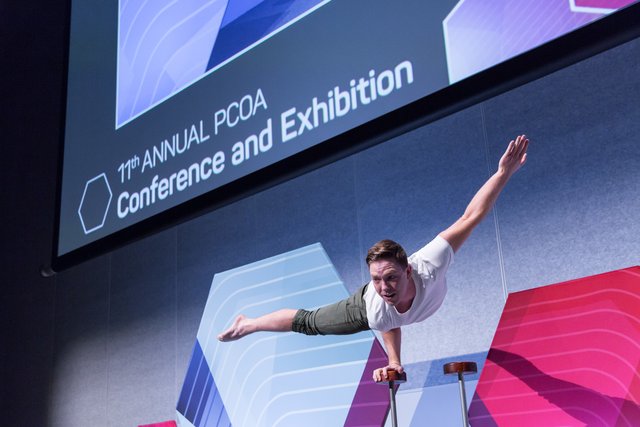 ShooEvents's tweet photo. RT @pcoasn: We kicked off #PCOA18 with a flourish thanks to an incredible opening act sponsored by @ICMIspeakers. Attendees were treated to a spellbinding show of agility by Mark Graham of @NicaAustralia, before learning how to introduce agility in theirโฆ https://t.co/9MNGMeTy7l