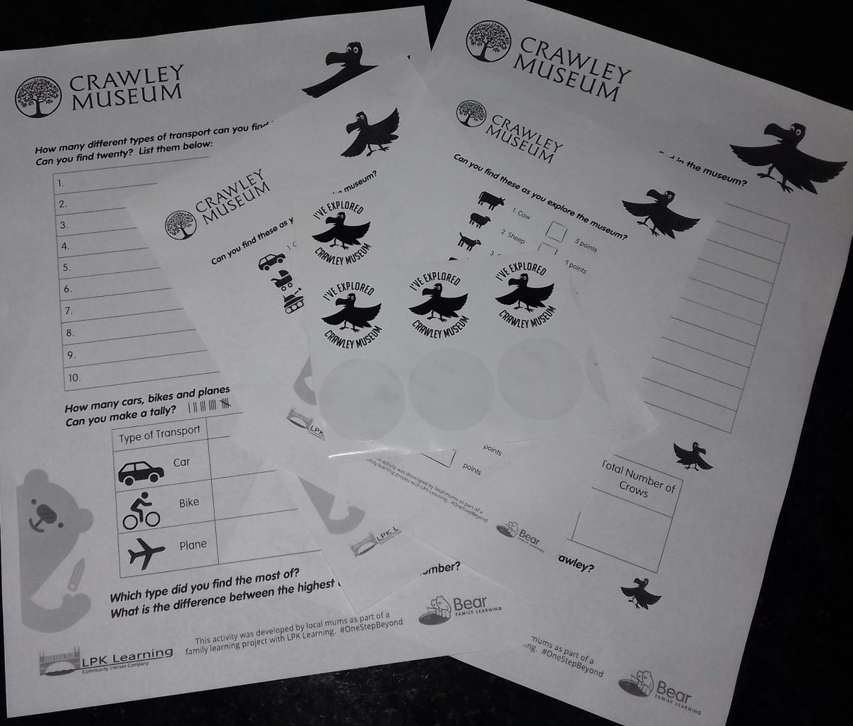 lpklearning's tweet photo. As part of our #OneStepBeyond project, local mums have been developing family activities for the wonderful @CrawleyMuseum. We are incredibly pleased with the results and hope that everyone has fun using them whilst exploring the museum. #familylearning #Crawley https://t.co/obXjB4VlYM