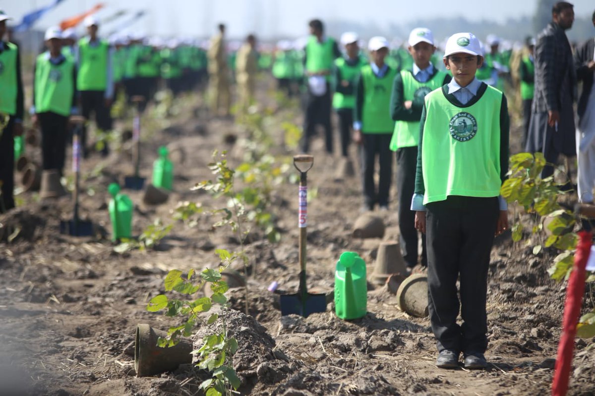 btap2015's tweet photo. Prime Minister Imran Khan planting a sapling earlier today at the launch of Spring 2019 Tree Plantation Drive as part of #10BillionTreeTsunami 

#Plant4Pakistan 🇵🇰🌲🌳🌴 https://t.co/c5rsPvV4OP