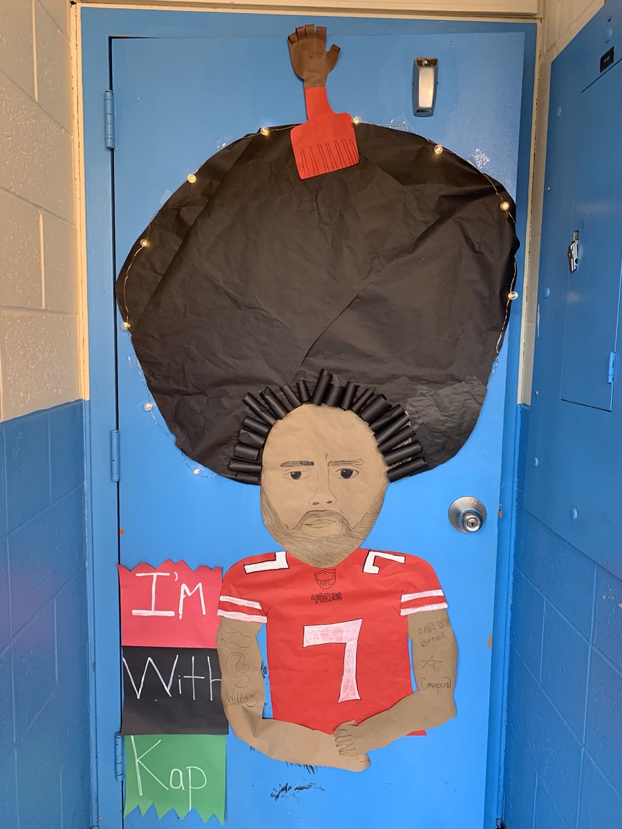 @Kaepernick7 #ImwithKap #BlackHistoryMonth #DoorDecoratingContest #BlackTwitter #WeStandforKaepernick #takeastand #blackteachermagic #blackhistory