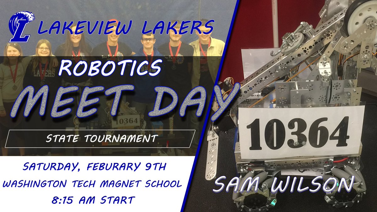 laker_events's tweet image. The robotics team is competing at the state tournament today in St Paul. We wish you all the best of luck today at State!!!! Go get em!!!
#RoboticsRocks #LakeviewPride