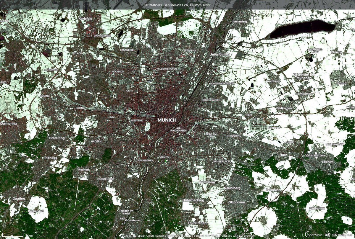 CopernicusEU's tweet photo. Snowy Munich and surroundings, as seen yesterday by #Sentinel2 🇪🇺🛰 in false colours
@StadtMuenchen @SZ_Muenchen @MHohlmeier https://t.co/eyGTzd9JCe