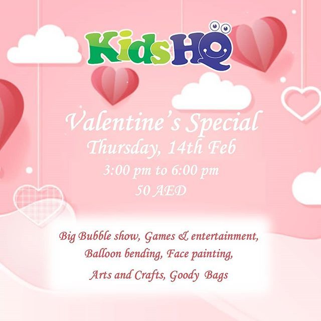 Celebrate Valentine with us!

3 hours of fun with lots of activities, only for 50AED!

Limited space BOOK NOW, call us at 04 379 4233

#valentinesday #celebration  #funactivities #gamesandentertainment #facepainting #artsandcrafts #balloonbending #bigbubbleshow #bubbles #dan…