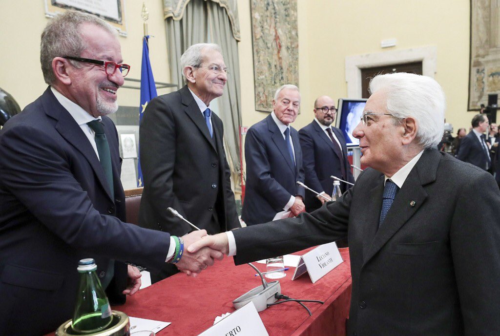 Con il Presidente Sergio Mattarella alla celebrazione del ricordo dell'amico Pinuccio Tatarella