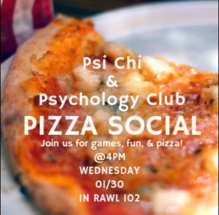 Do you love eating pizza and socializing with others? If so, come to our first meeting of the semester and enjoy yourself! See you Wednesday! 🍕@ECUProfessor <a href="/ecuhcas/">Harriot College</a> <a href="/ECUPsychology/">ECU Psychology</a>