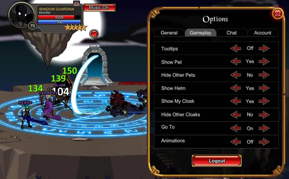 Alina_AE's tweet photo. This morning, I'm checking out what all our game teams have been up to while I was on vacation. First up -- the AQW team is starting Monday strong with a member-only preview of the "show/hide animations" option. https://t.co/IX4vmCCEcO