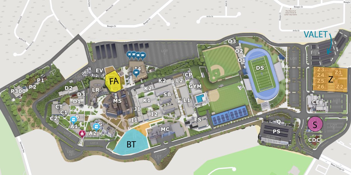 Most popular question of the day is... Where is FA105? and where is the BT Building? FA105 is on the first floor of the FA Building around the corner from the new art gallery. BT is the new building next to the Mesa Commons. Got more questions? Let us know!