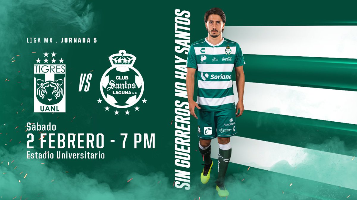ClubSantos's tweet image. No pierdas detalle de nuestro compromiso de esta noche. ¡Vamos juntos por los tres puntos! 💪

🆚 @TigresOficial 
📆 Sábado 2 de Febrero
🕖 19:00 hrs
🏟 Universitario
📺 Izzi

#SinGuerrerosNoHaySantos 🇳🇬⚔️