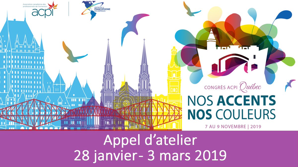 ACPI_'s tweet photo. Oyez! Oyez! L'appel d'atelier pour l'édition 2019 du congrès national de l'ACPI est officiellement ouvert! À vos crayons et papiers📝🖊️📚! Nous avons une programmation bien spéciale pour vous cette année! 🤩👉https://t.co/6tTx4sqhBq #frimm #fl2 https://t.co/5xZ2zE1y8j