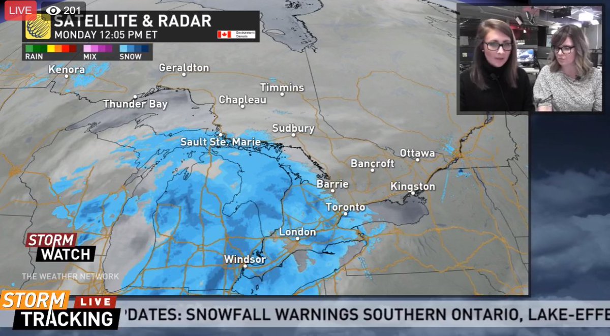 weathernetwork's tweet photo. How will #ONstorm impact your commute? We're tracking today's snow with Meteorologists @kellysonnenburg and @jwhittalTWN ❄ Watch LIVE on Facebook: https://t.co/Lf4FTTtk9i https://t.co/TYLb9xlSZG