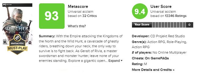 The Witcher - Metacritic