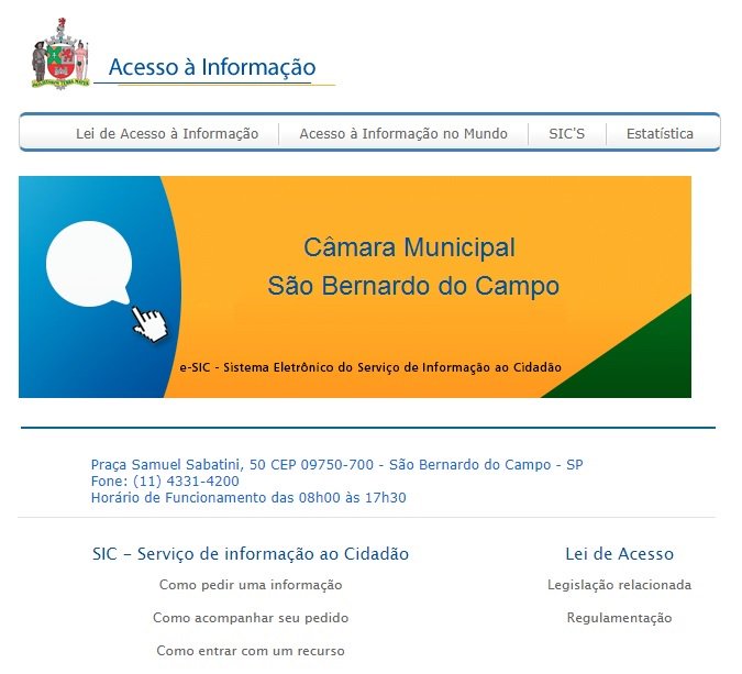 CamaraSBC's tweet photo. Para solicitar documentos, dados e informações sobre a @CamaraSBC, acesse o e-SIC (Sistema Eletrônico do Serviço de Informação ao Cidadão) em  https://t.co/VU9gDqPxwn. https://t.co/5ZgVqWbuBz