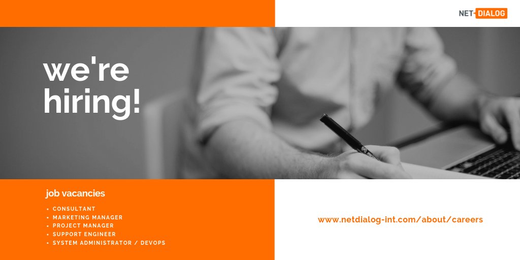 NetDialog's tweet photo. We're hiring! This is your opportunity to join our team of #professionals at #NetDialog. Click here to view all the latest vacancies: https://t.co/76Ipf9taUR https://t.co/blYchaqRn4