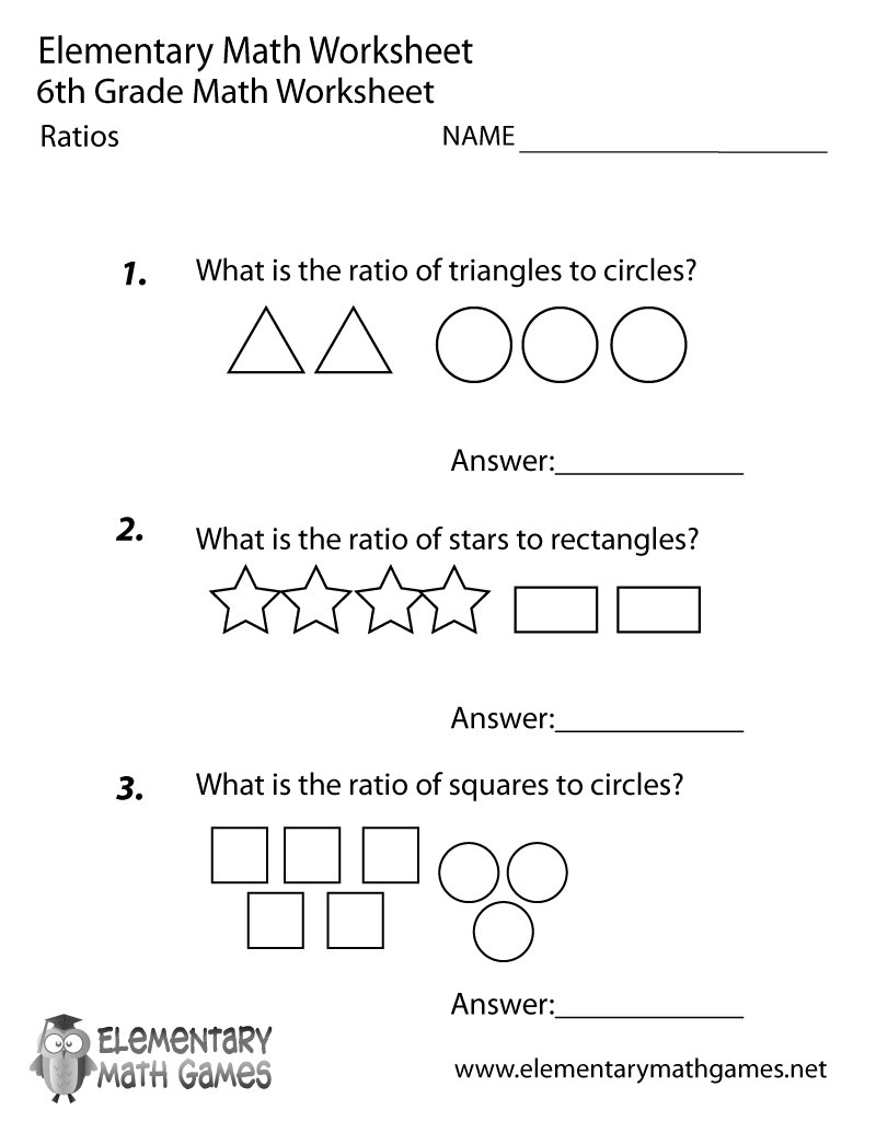 Math worksheets for 6th grade common core