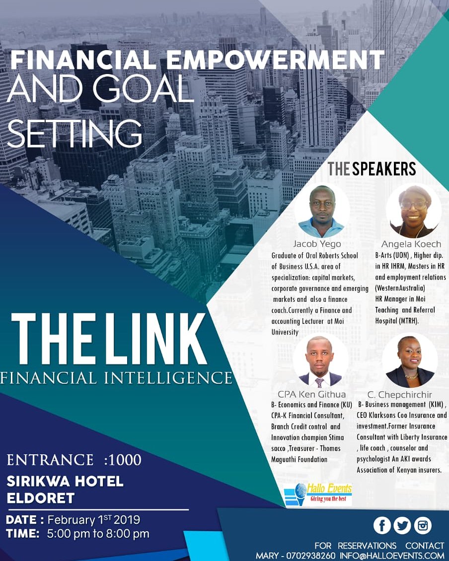 hallo_events's tweet photo. The Link, Financial Forum is finally here. Have you secured your slot? Come Network, be financially Empowered and have a good time with some good music and meals! Charges are 1000 ksh only! See you there! #mondaythoughts #Finance #FinancialFreedom #MondayMotivaton #thelinkke https://t.co/4FIGyW2vHB
