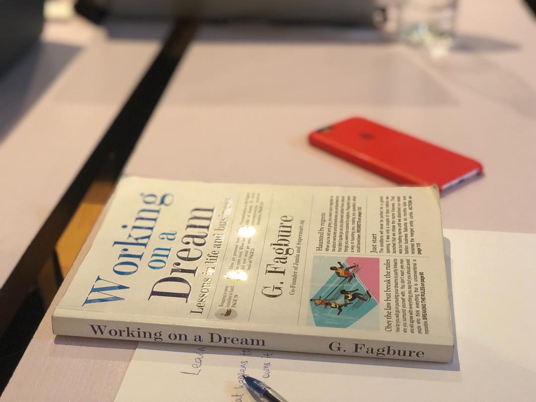 plaqadinc's tweet photo. Reading 'Working on a Dream' by @gfagbure, Co-founder of Jumia has been pretty interesting.
Here are a few lessons we've learnt.
.
- Don't be afraid to act
- Don't keep waiting for people's permission or approval 
- Do what you have to do
.
What book have you read lately? https://t.co/Cu3l83FjNj