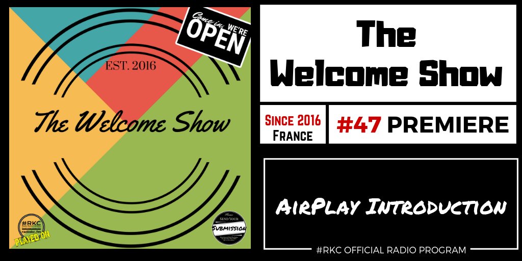 TODAY

8PM UK⚪3PM ET⚪12PM PT

#TheWelcomeShow #47 PREMIERE

AirPlay Introduction #Radio Show

🌐 facebook.com/RadioKC/videos…

📻 #RKC featuring

@thekutgirlsrock | <a href="/VileAssembly/">Vile Assembly</a> | <a href="/LMoumtzis/">Freedom Candlemaker</a> | @IamGillianHeidi | <a href="/lisaredford/">lisaredford</a> | Karim Camara | @valmusicoff | <a href="/PlayingSavage/">Playing Savage</a>

.../...