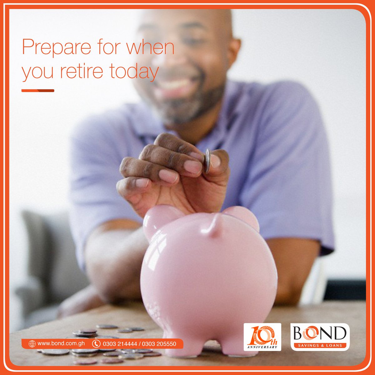 BONDghana's tweet photo. FINANCIAL FREEDOM
The best time to prepare for retirement is NOW. 
#Start small, start now. https://t.co/QgeVFotKph