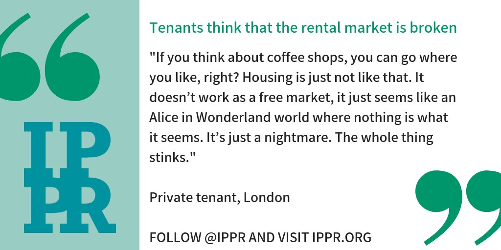 IPPR's tweet photo. Tenants confirm that the market in private rented housing isn't working properly.

Our new report says why - and recommends sweeping changes to the law. 

https://t.co/plwMUHH0Un https://t.co/xNpj1H55i8