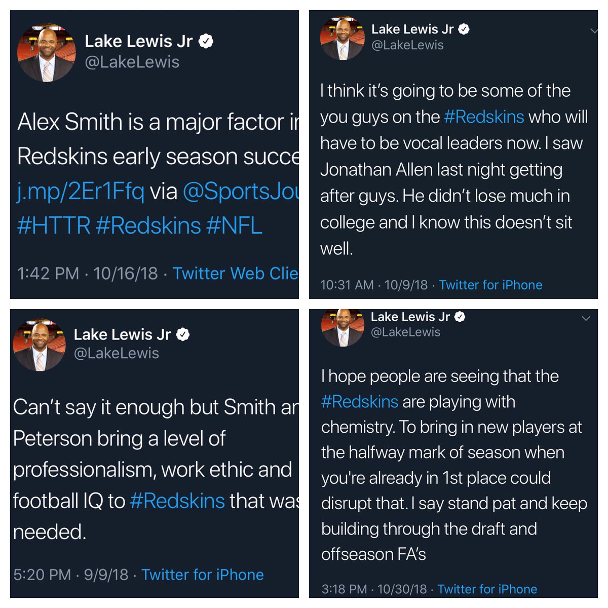 LakeLewisJr's tweet photo. Just some of my tweets from this past #Redskins season that actually played out in one way or another. I might have to start playing the lottery! 🤦🏽‍♂️😂🤷🏾‍♂️👊🏾 https://t.co/zEhmLPitKZ