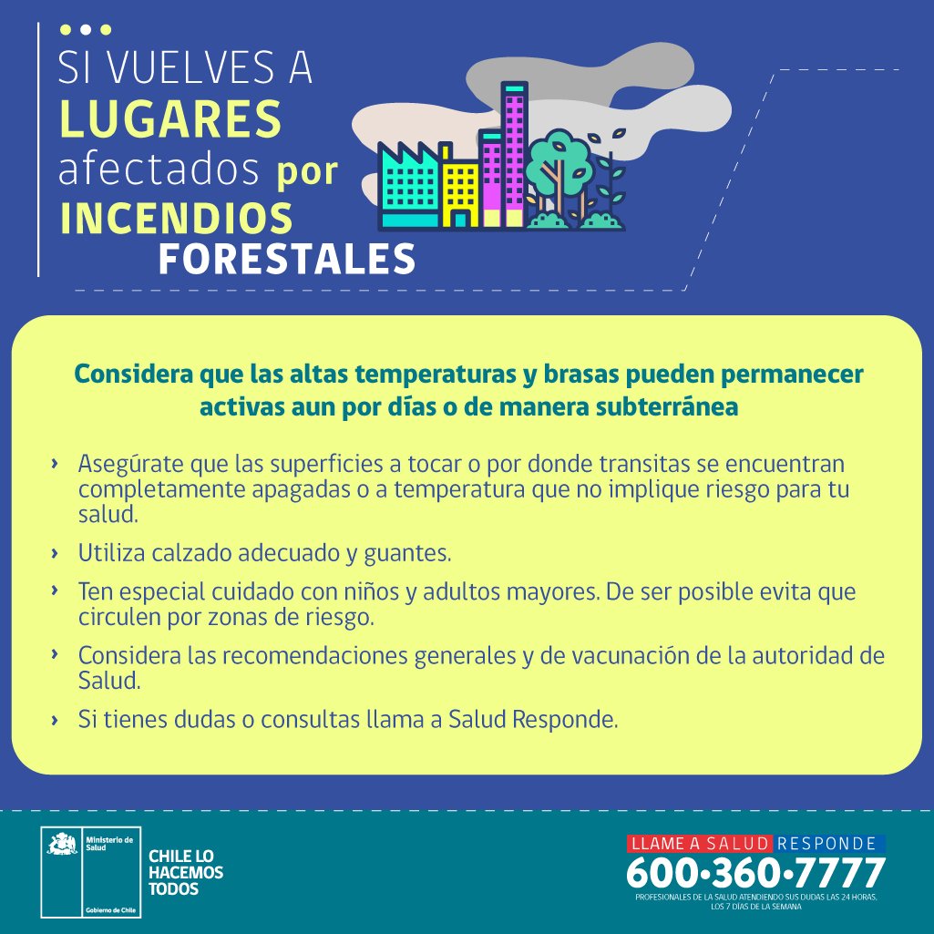Te invitamos a seguir estas recomendaciones si vuelves o permaneces en los lugares afectados por #IncendiosForestales