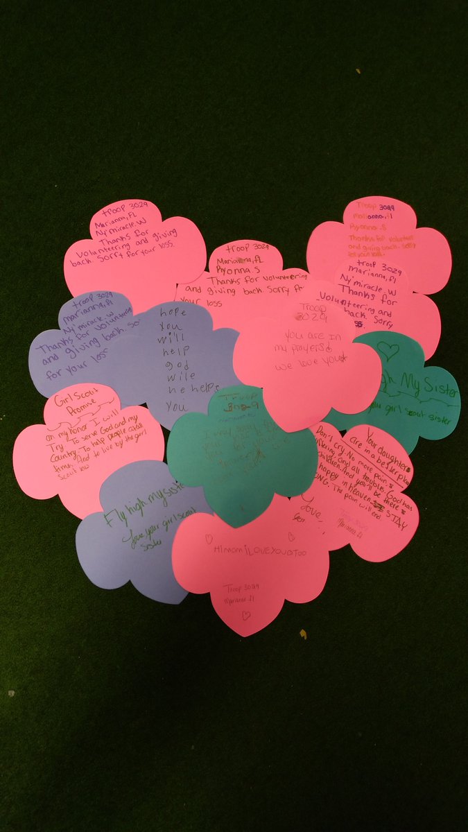 GSCFP's tweet image. Girl Scouts really care!
Our Girl Scout troops in Marianna sent condolences cards to our sister Girl Scouts in Chippewa Falls, Wisconsin.
#GSCFP